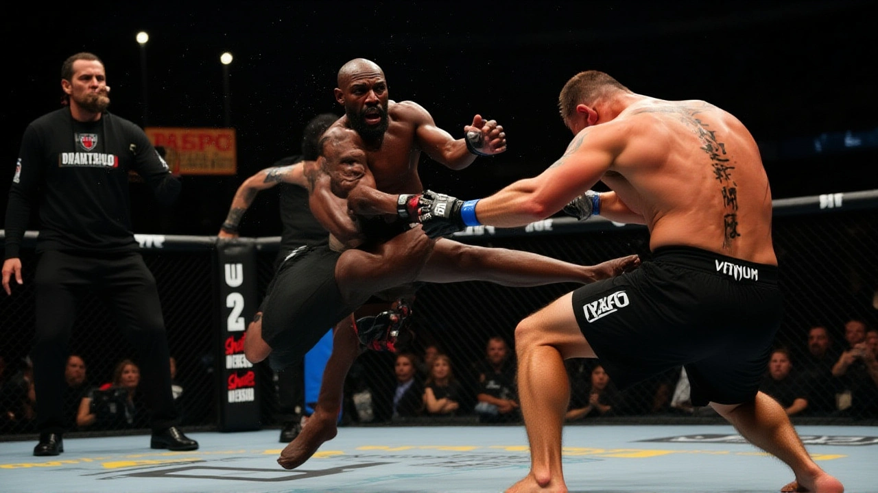 Jon Jones nocautea Stipe Miocic com chute giratório no UFC 309